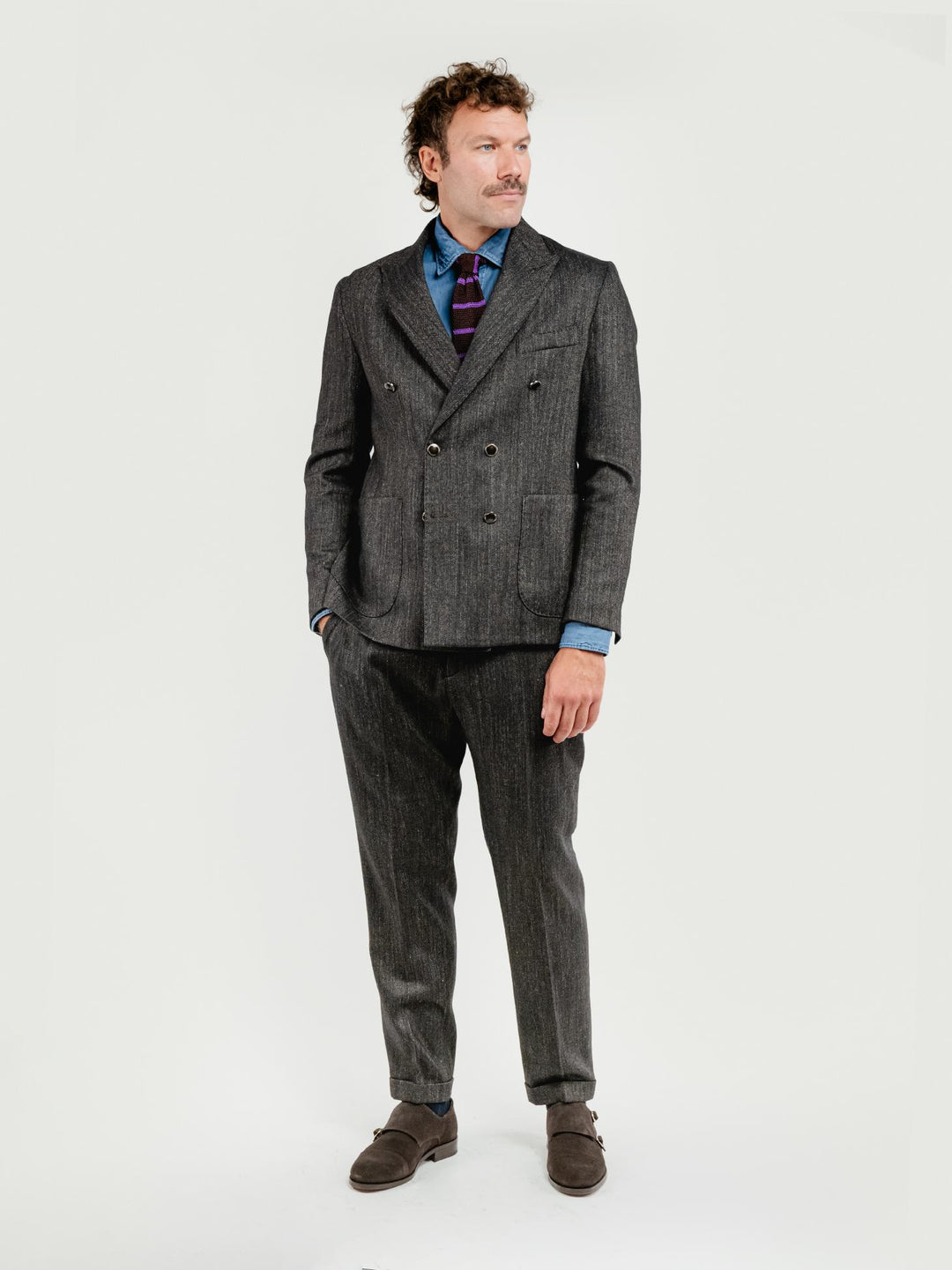 BLAZER DOPPIOPETTO FRESCO LANA SPIGATO OMBRA