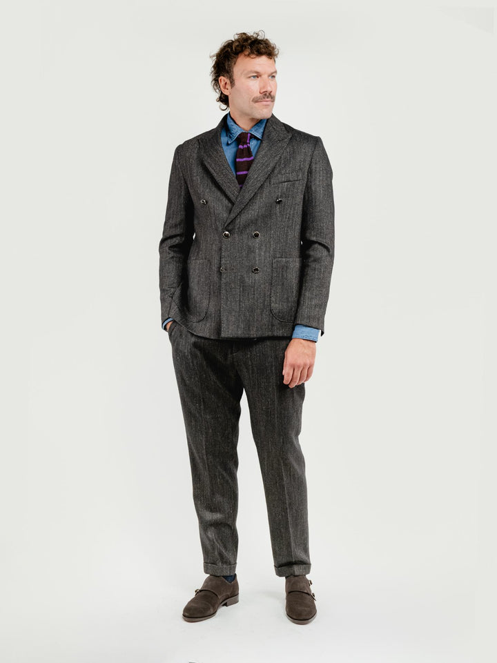 BLAZER DOPPIOPETTO FRESCO LANA SPIGATO OMBRA