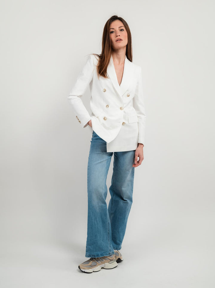BLAZER DOPPIOPETTO IN LINO BIANCO