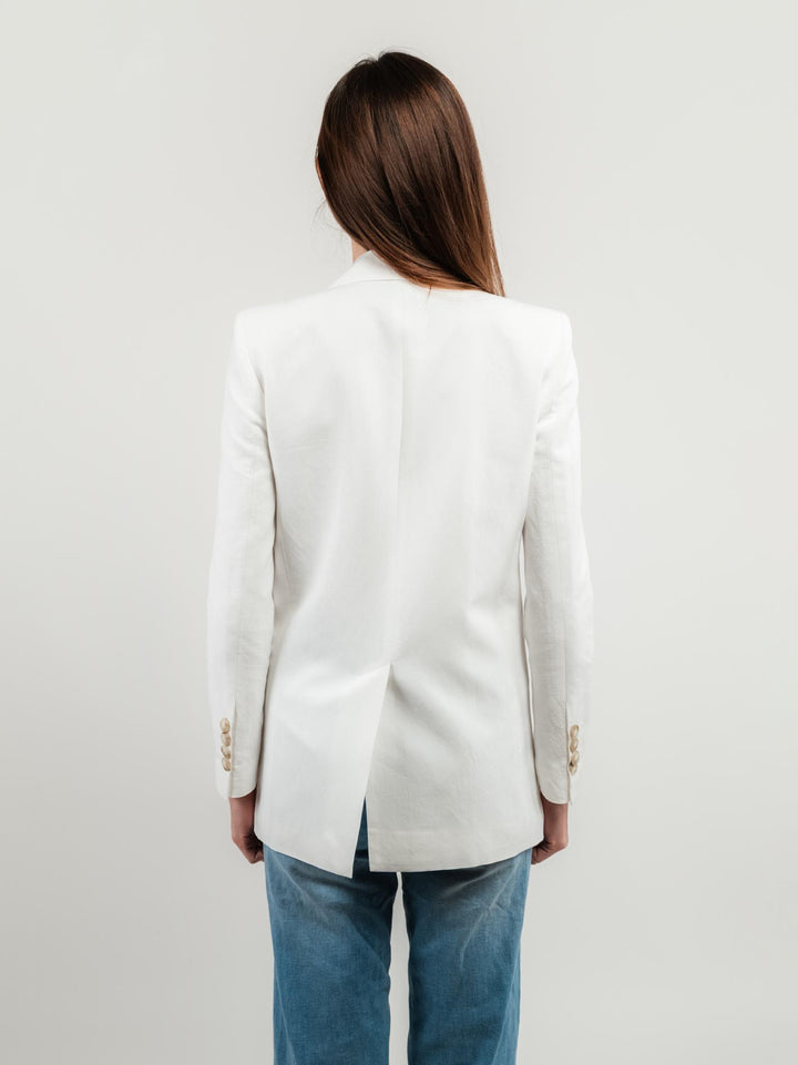 BLAZER DOPPIOPETTO IN LINO BIANCO