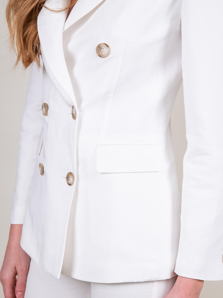 BLAZER DOPPIOPETTO IN MISTO LINO PANNA