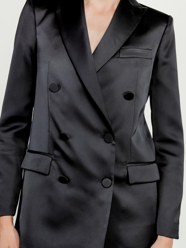 BLAZER DOPPIOPETTO IN RASO NERO
