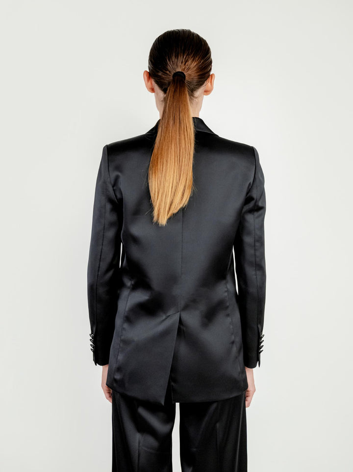 BLAZER DOPPIOPETTO IN RASO NERO