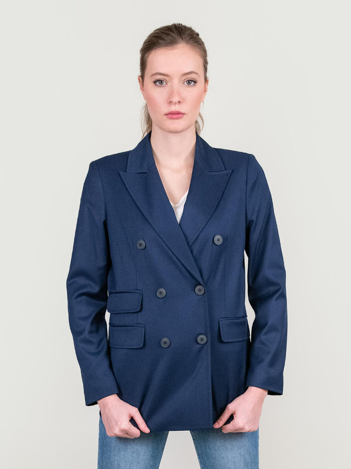 BLAZER DOPPIOPETTO IN TESSUTO ELASTICIZZATO BLU