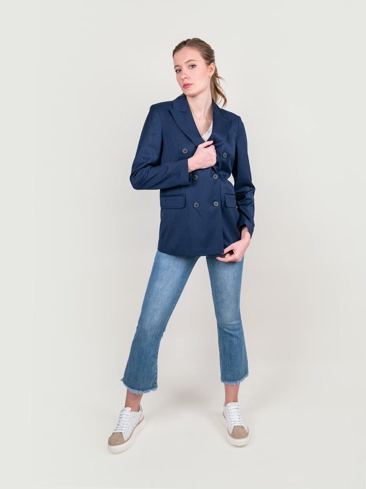 BLAZER DOPPIOPETTO IN TESSUTO ELASTICIZZATO BLU