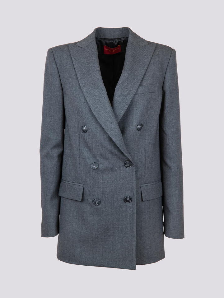 BLAZER DOPPIOPETTO IN TESSUTO GRIGIO ANTRACITE
