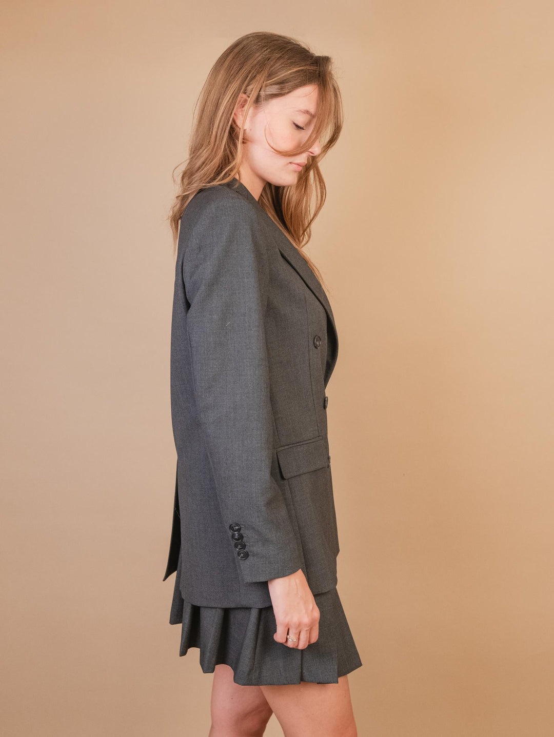 BLAZER DOPPIOPETTO IN TESSUTO GRIGIO ANTRACITE
