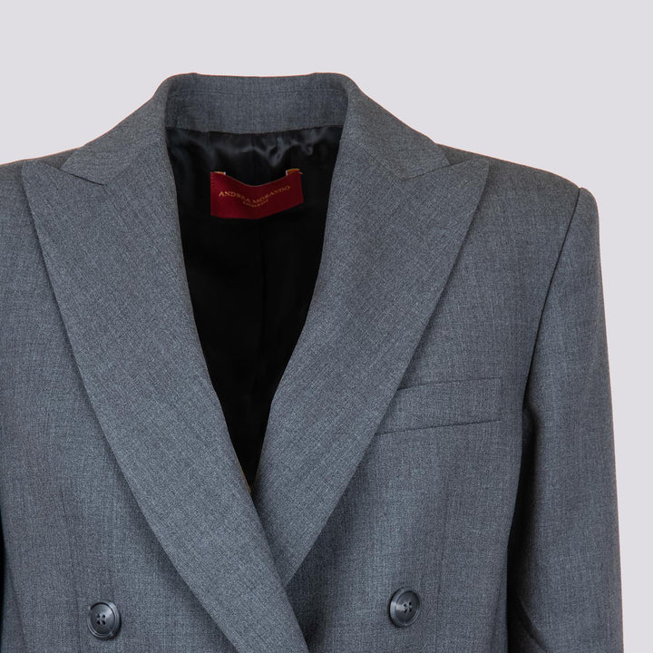 BLAZER DOPPIOPETTO IN TESSUTO GRIGIO ANTRACITE