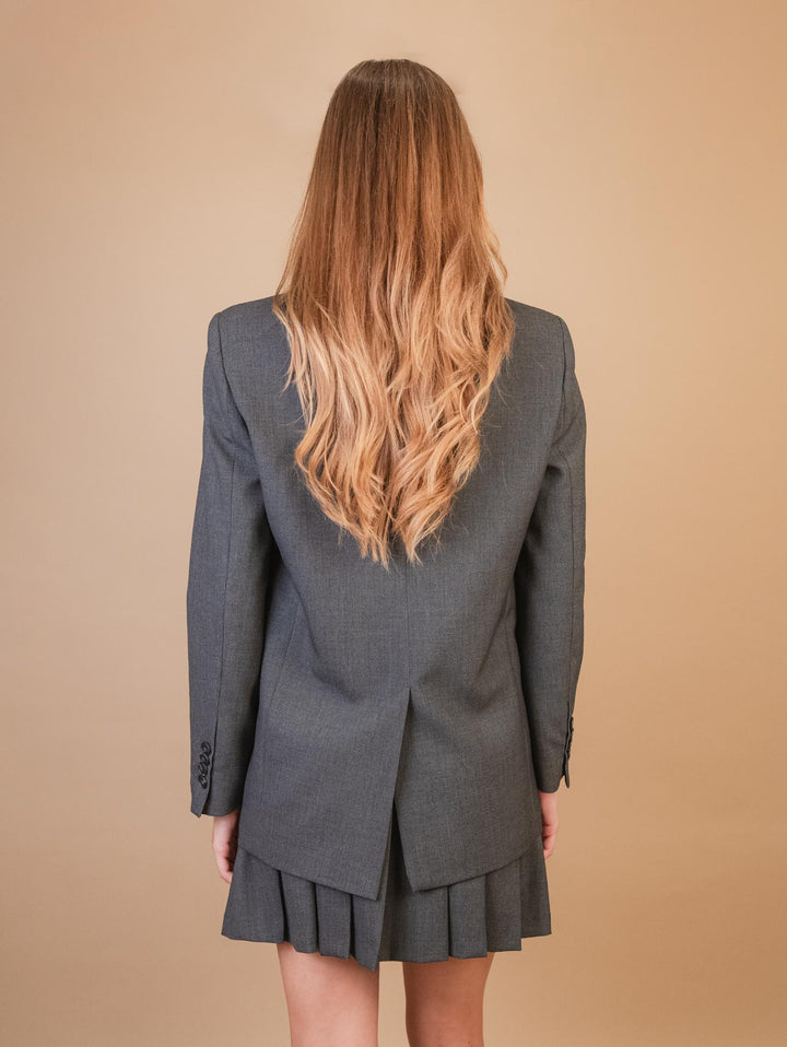 BLAZER DOPPIOPETTO IN TESSUTO GRIGIO ANTRACITE