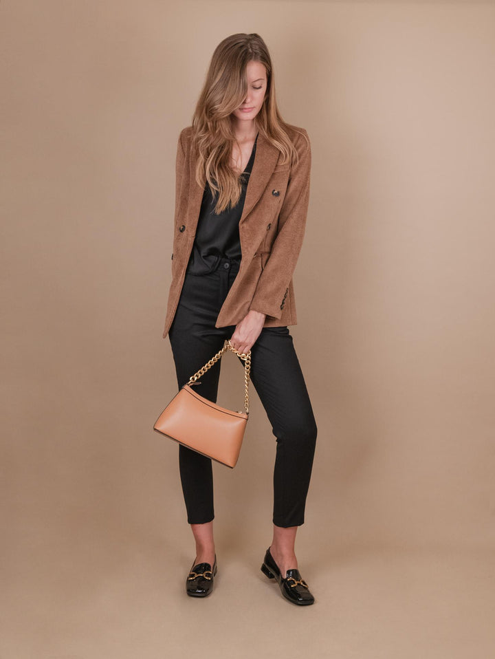 BLAZER DOPPIOPETTO IN VELLUTO A COSTINE BEIGE