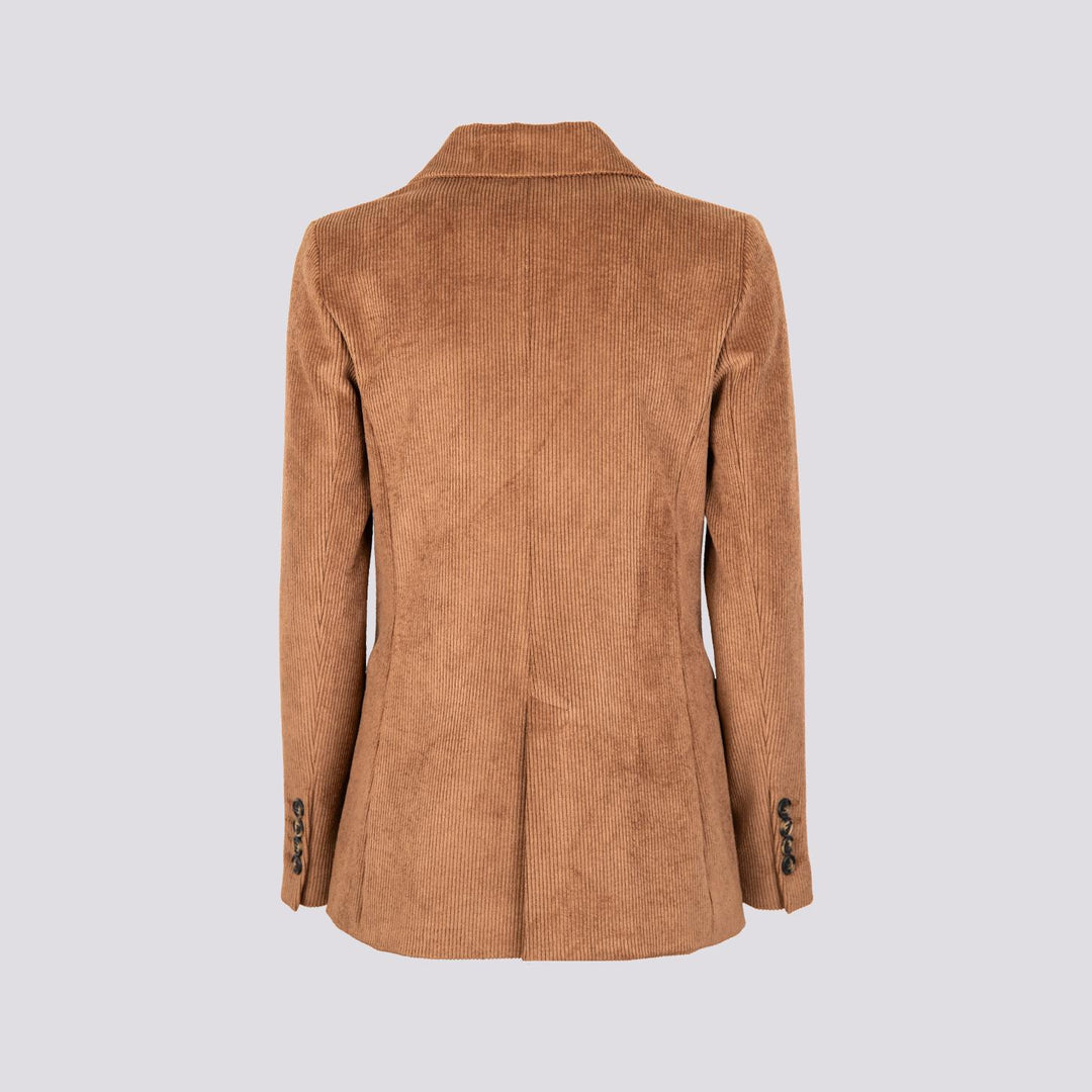 BLAZER DOPPIOPETTO IN VELLUTO A COSTINE BEIGE