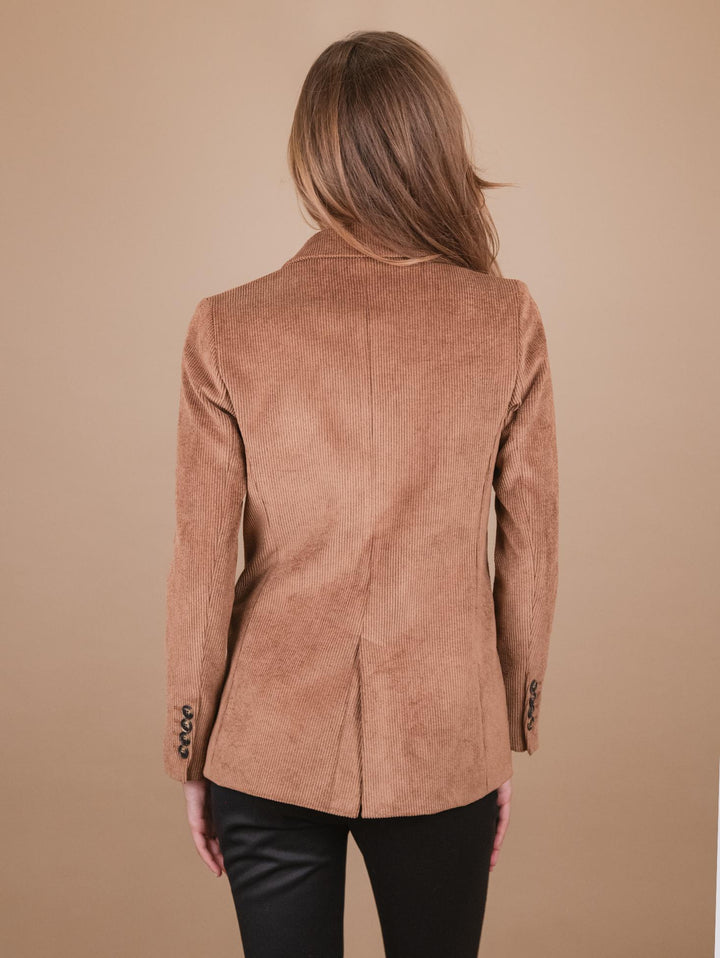 BLAZER DOPPIOPETTO IN VELLUTO A COSTINE BEIGE