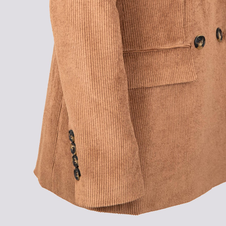BLAZER DOPPIOPETTO IN VELLUTO A COSTINE BEIGE
