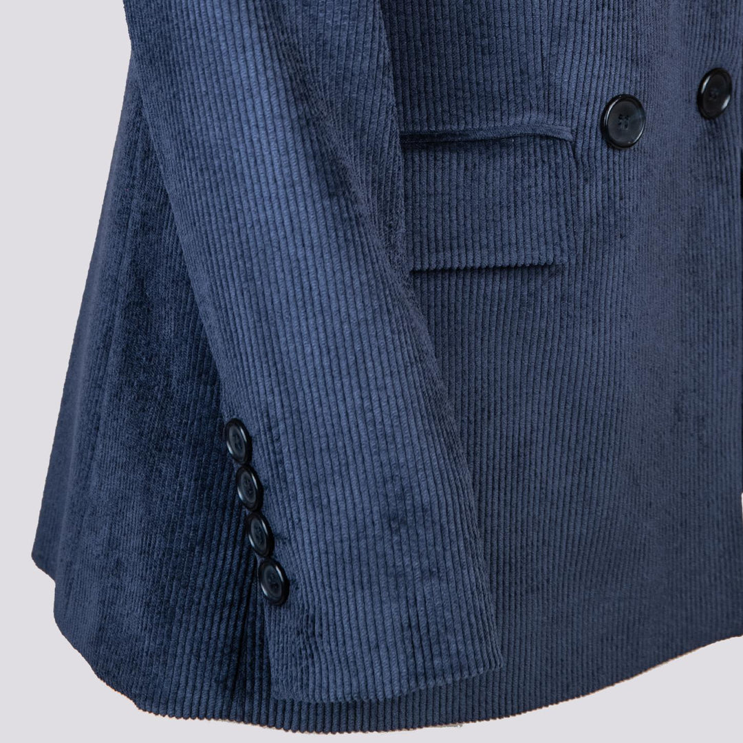 BLAZER DOPPIOPETTO IN VELLUTO A COSTINE BLU