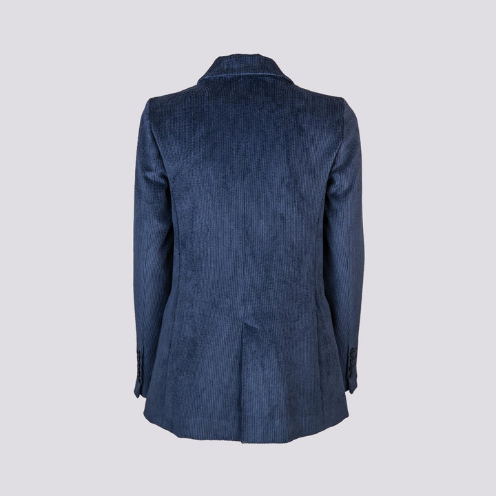BLAZER DOPPIOPETTO IN VELLUTO A COSTINE BLU