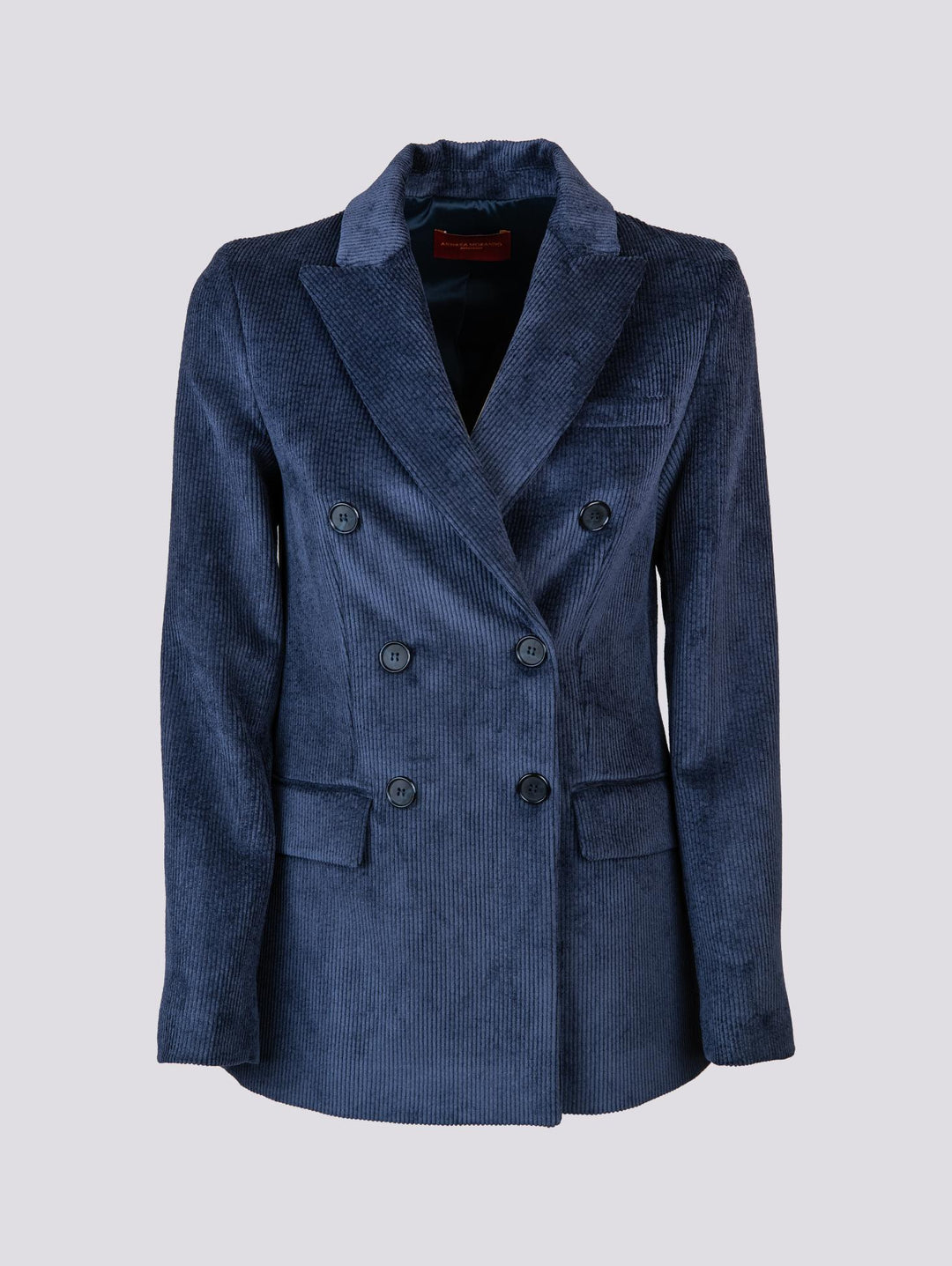 BLAZER DOPPIOPETTO IN VELLUTO A COSTINE BLU