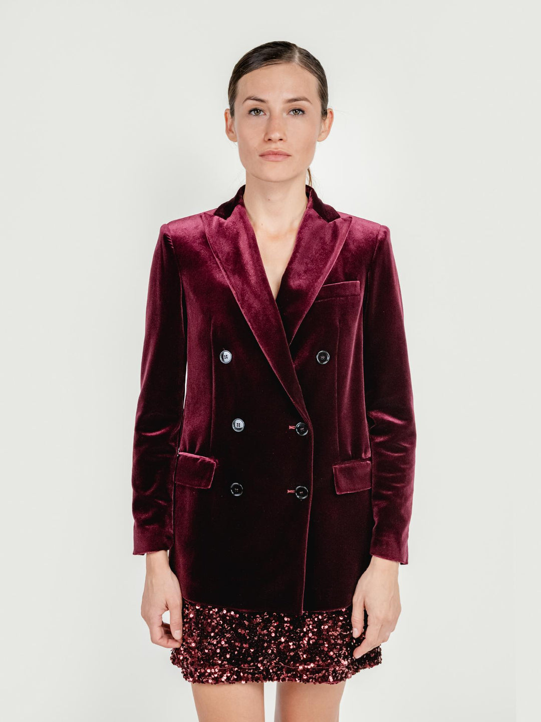 BLAZER DOPPIOPETTO IN VELLUTO VINACCIA
