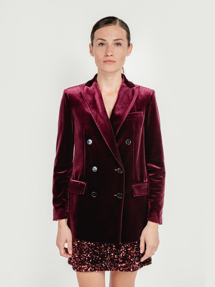BLAZER DOPPIOPETTO IN VELLUTO VINACCIA
