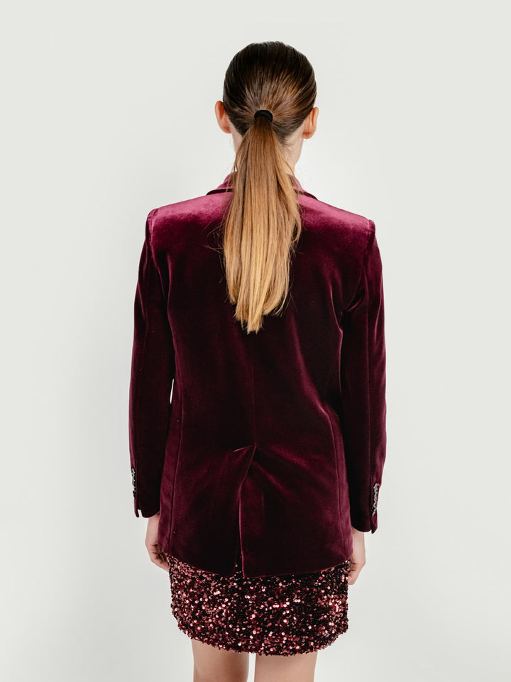 BLAZER DOPPIOPETTO IN VELLUTO VINACCIA