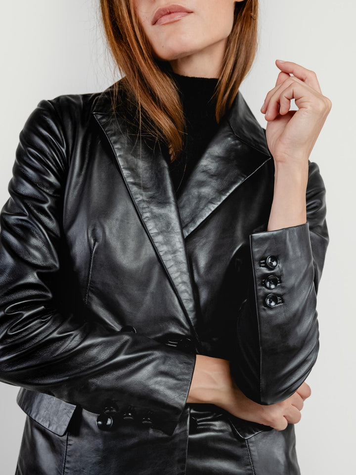 BLAZER DOPPIOPETTO LILLY IN PELLE NERO