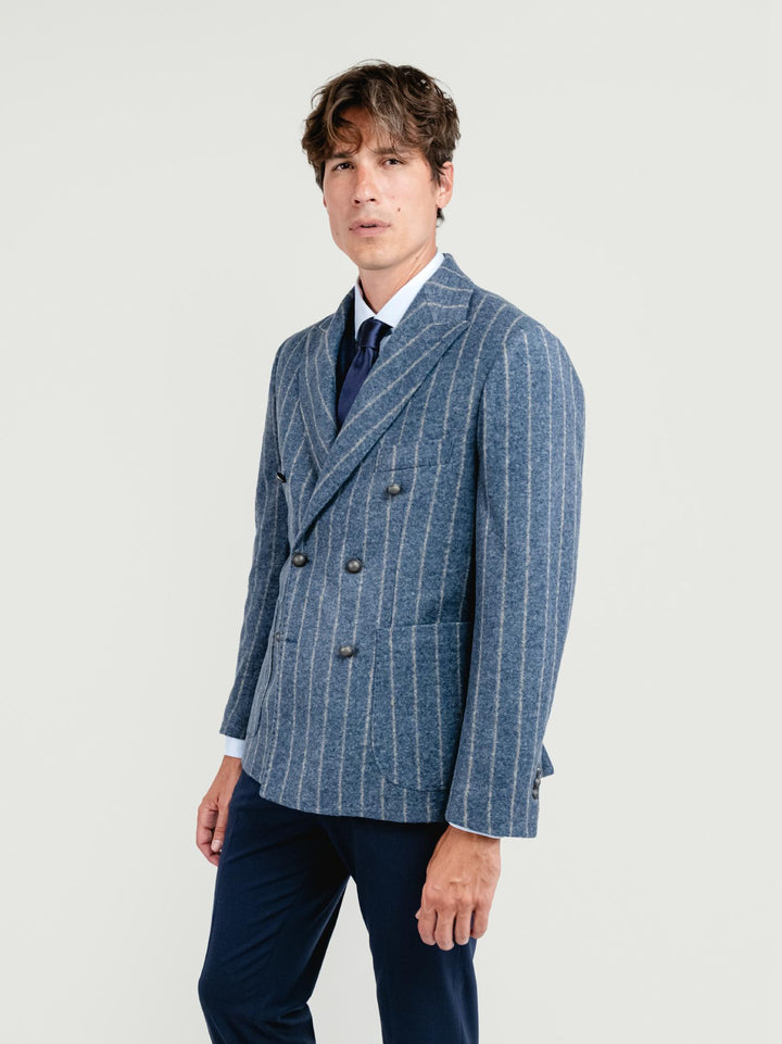 BLAZER DOPPIOPETTO MISTO LANA GESSATO BLUETTE
