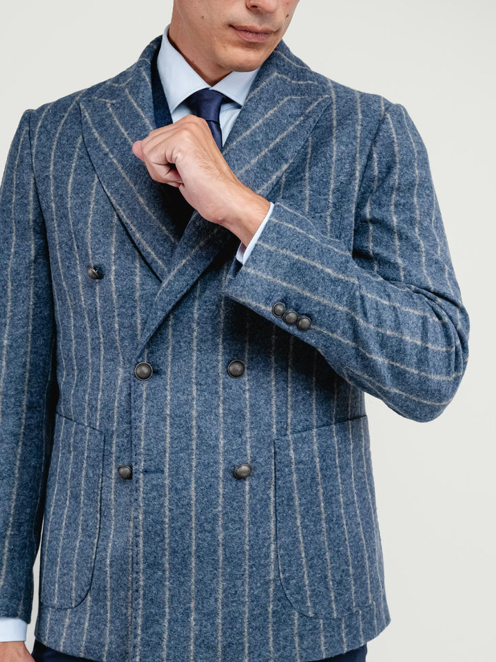 BLAZER DOPPIOPETTO MISTO LANA GESSATO BLUETTE