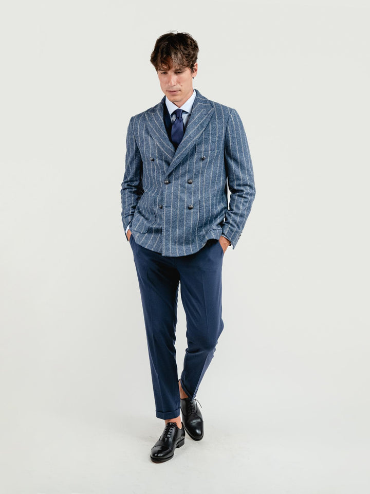 BLAZER DOPPIOPETTO MISTO LANA GESSATO BLUETTE