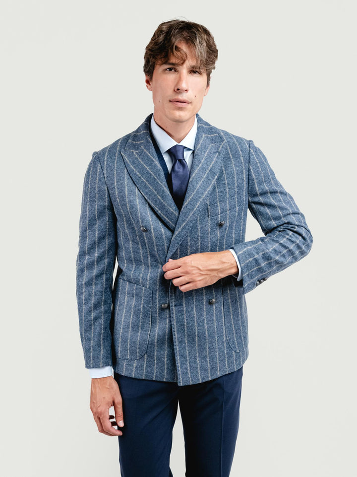 BLAZER DOPPIOPETTO MISTO LANA GESSATO BLUETTE