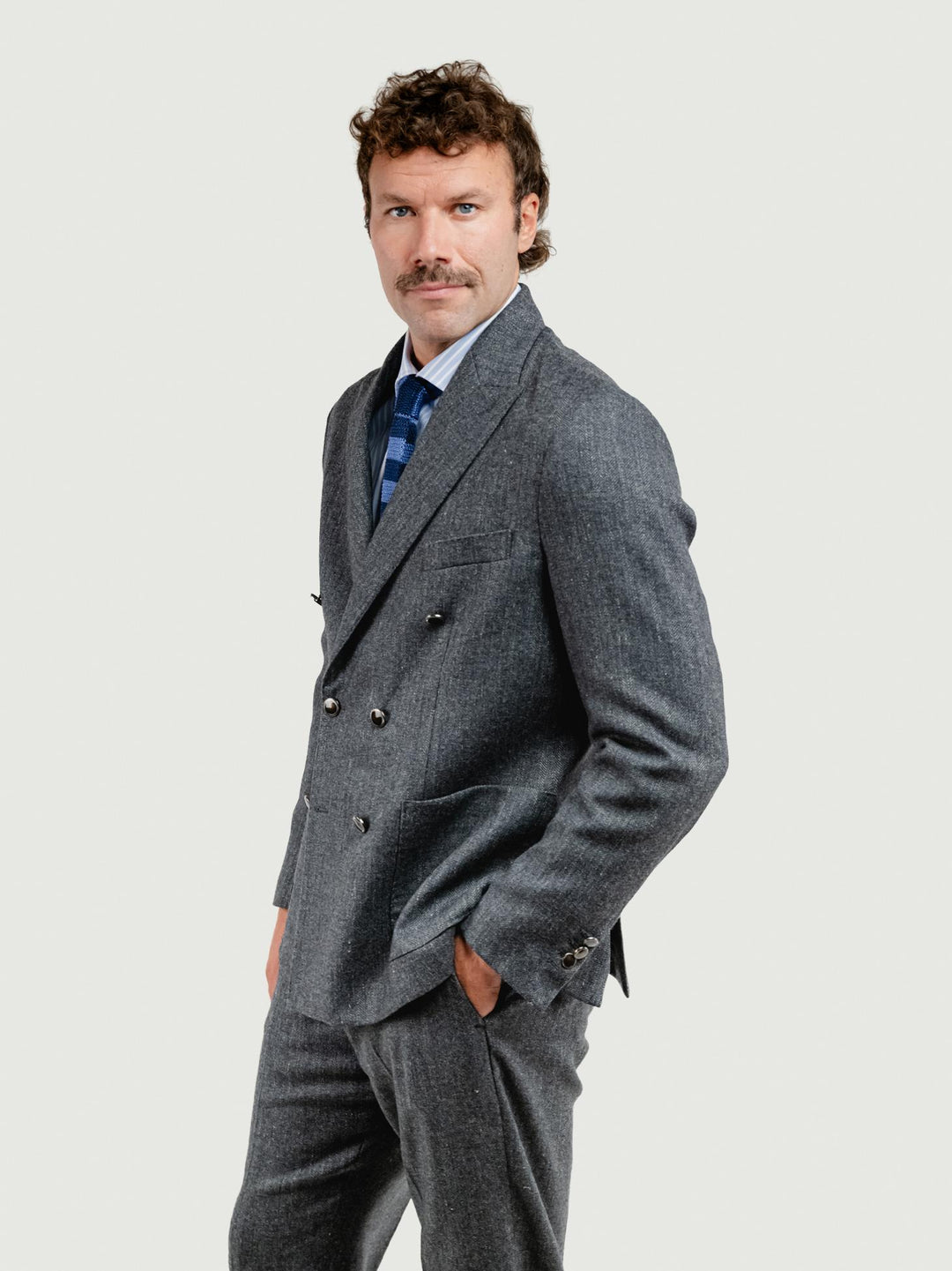 BLAZER DOPPIOPETTO MISTO LANA SPIGATO GRIGIO