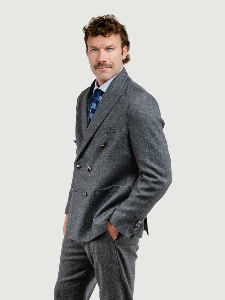BLAZER DOPPIOPETTO MISTO LANA SPIGATO GRIGIO