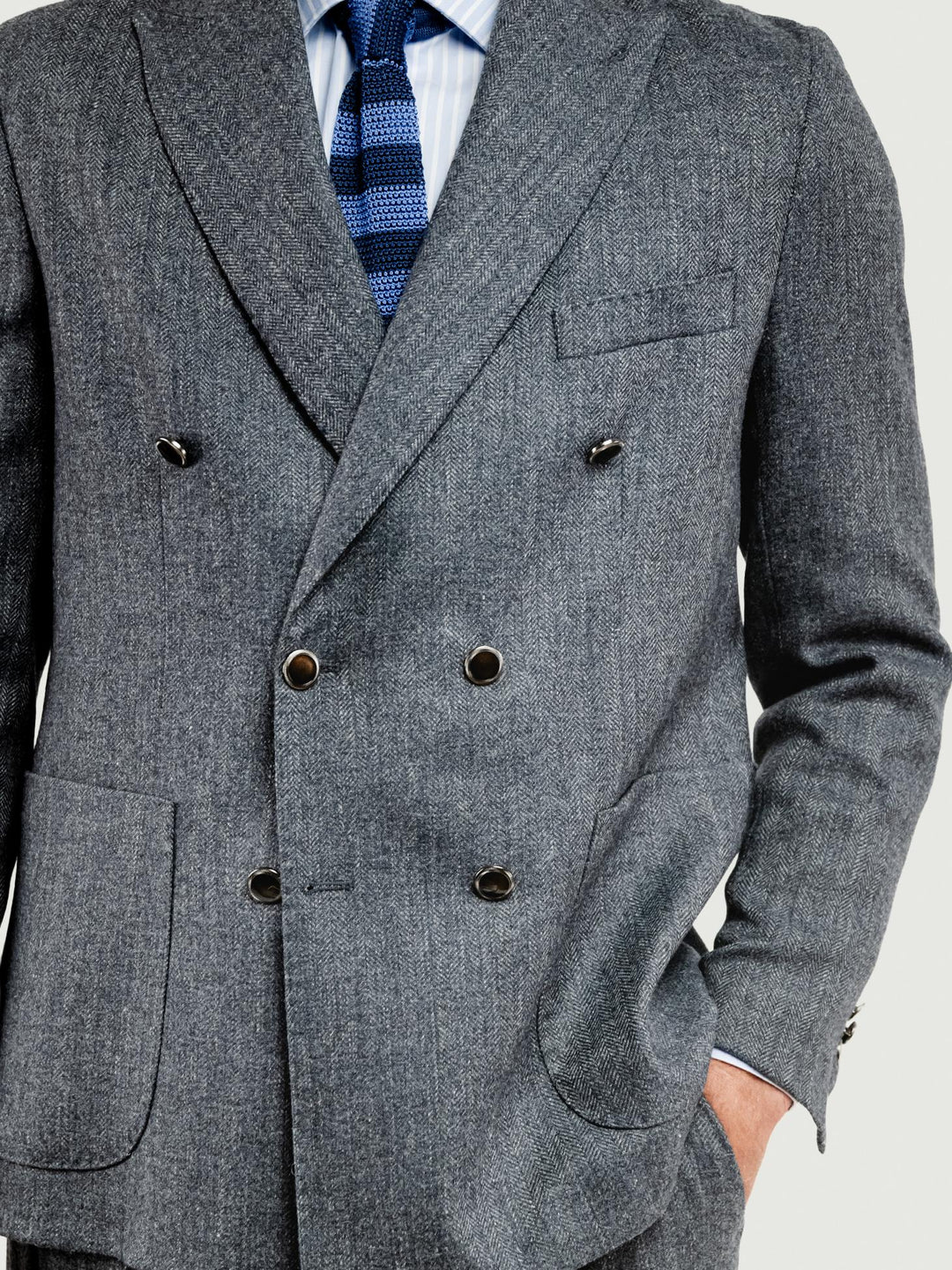 BLAZER DOPPIOPETTO MISTO LANA SPIGATO GRIGIO