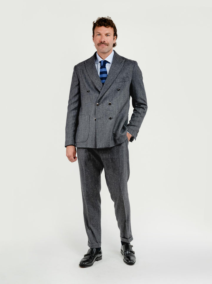 BLAZER DOPPIOPETTO MISTO LANA SPIGATO GRIGIO