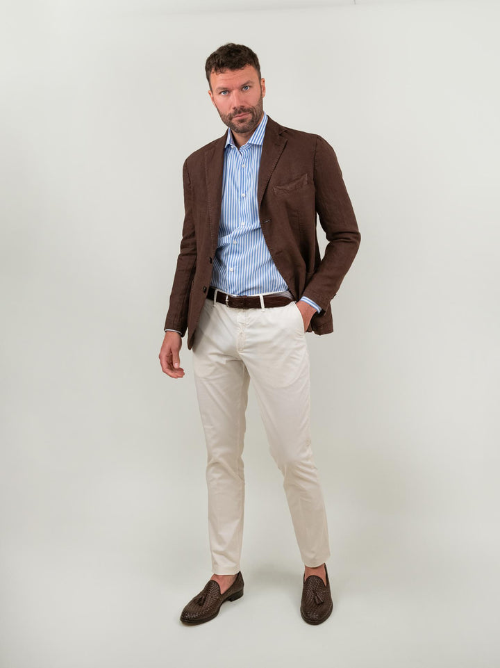 BLAZER IN LINO MARRONE