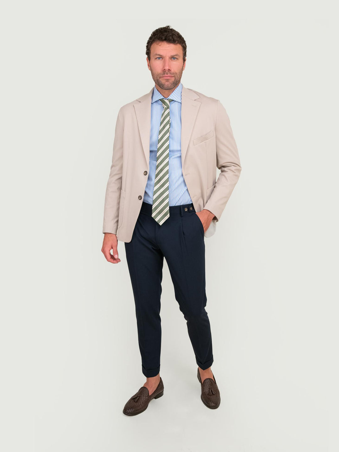 BLAZER IN MISTO COTONE PUNTO MILANO BEIGE