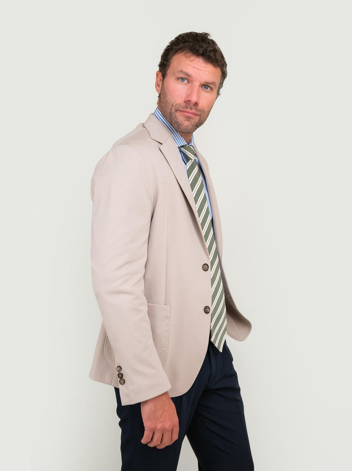 BLAZER IN MISTO COTONE PUNTO MILANO BEIGE