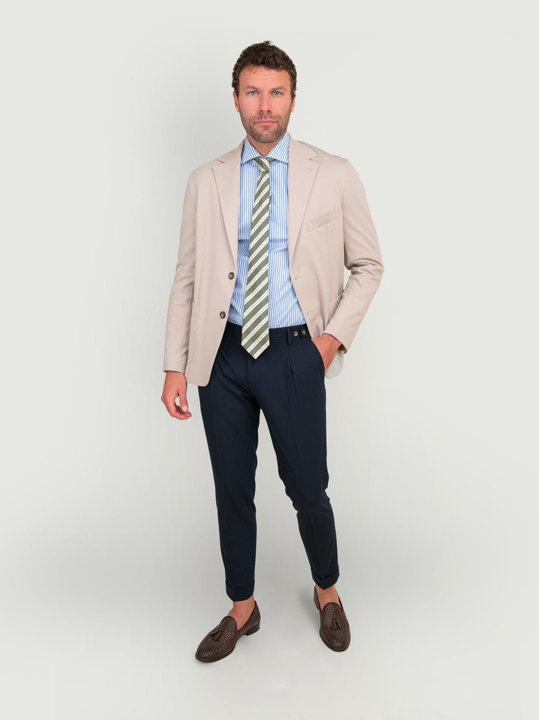 BLAZER IN MISTO COTONE PUNTO MILANO BEIGE