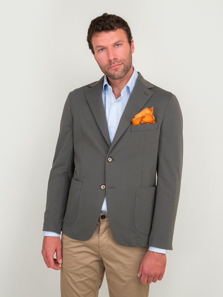 BLAZER IN MISTO COTONE PUNTO MILANO VERDE MILITARE
