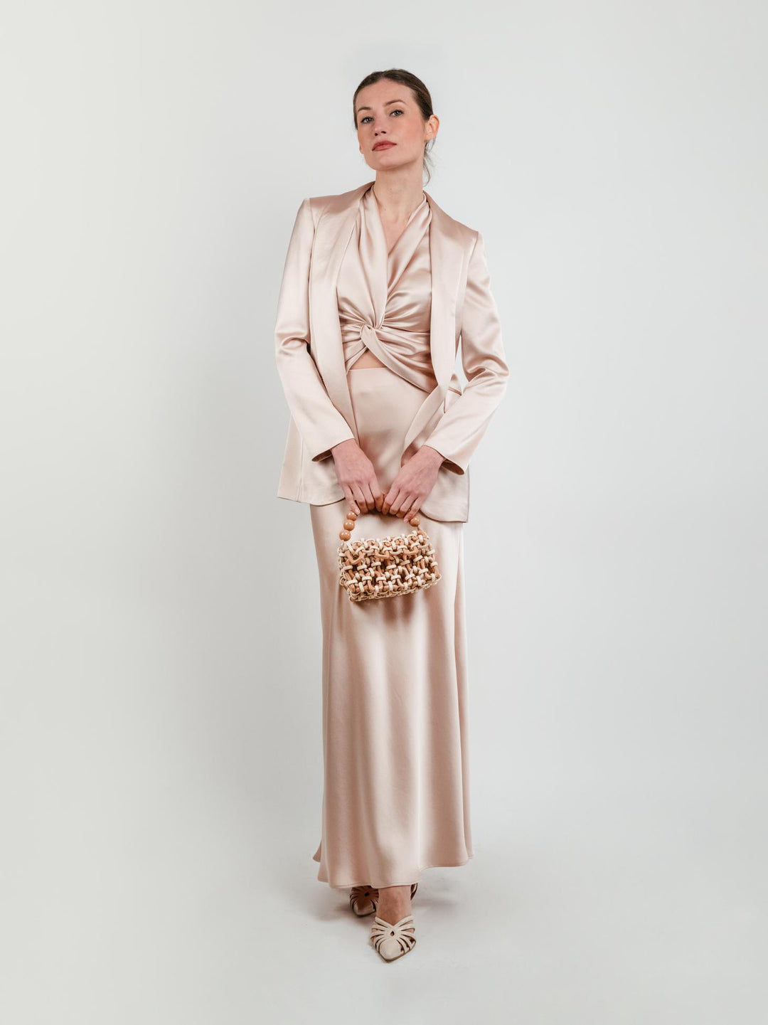 BLAZER IN RASO COLOR CHAMPAGNE