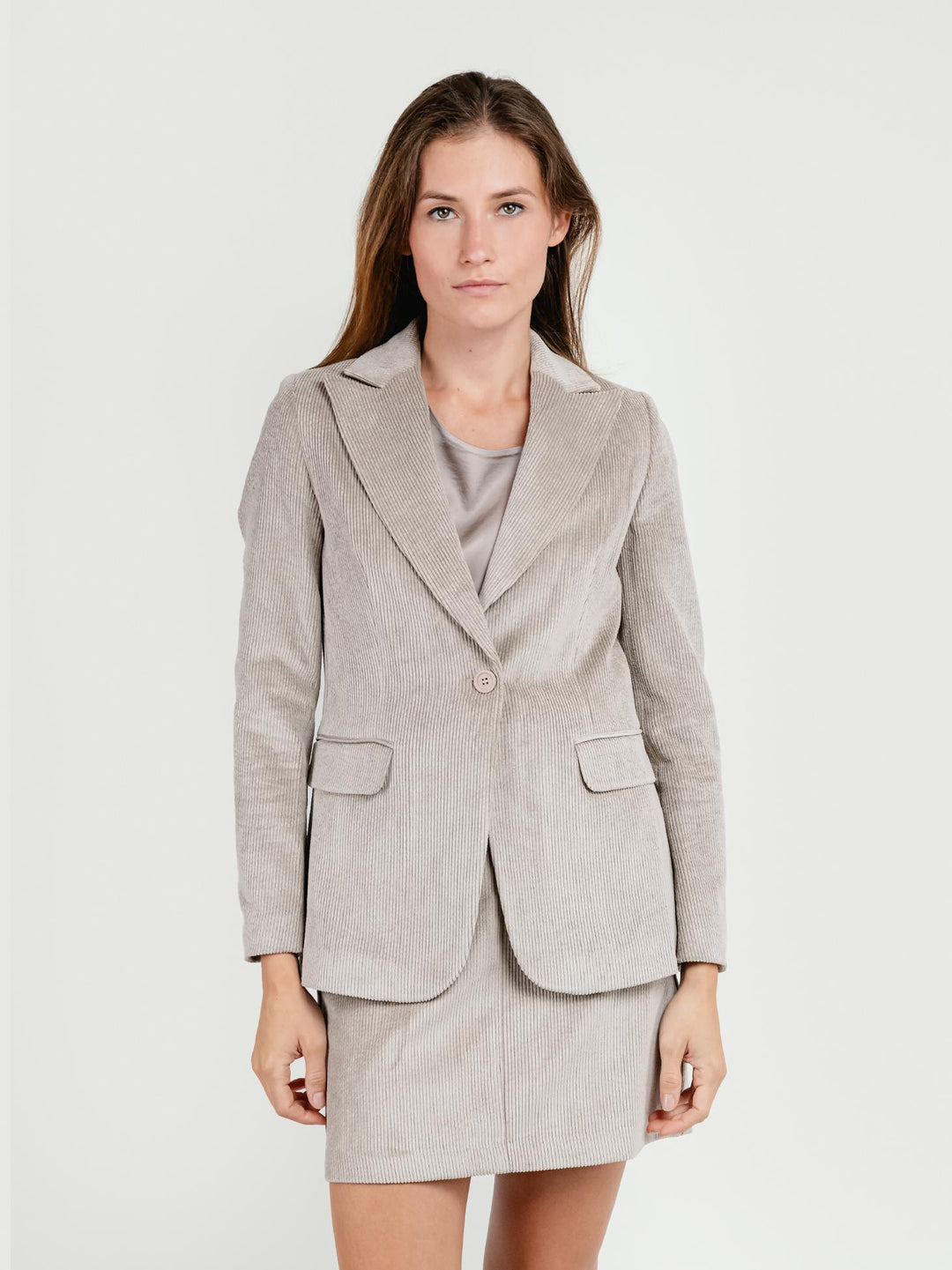 BLAZER IN VELLUTO A COSTE BEIGE