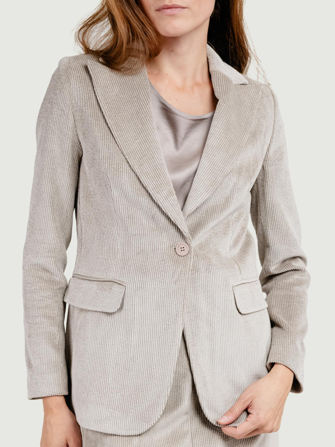 BLAZER IN VELLUTO A COSTE BEIGE