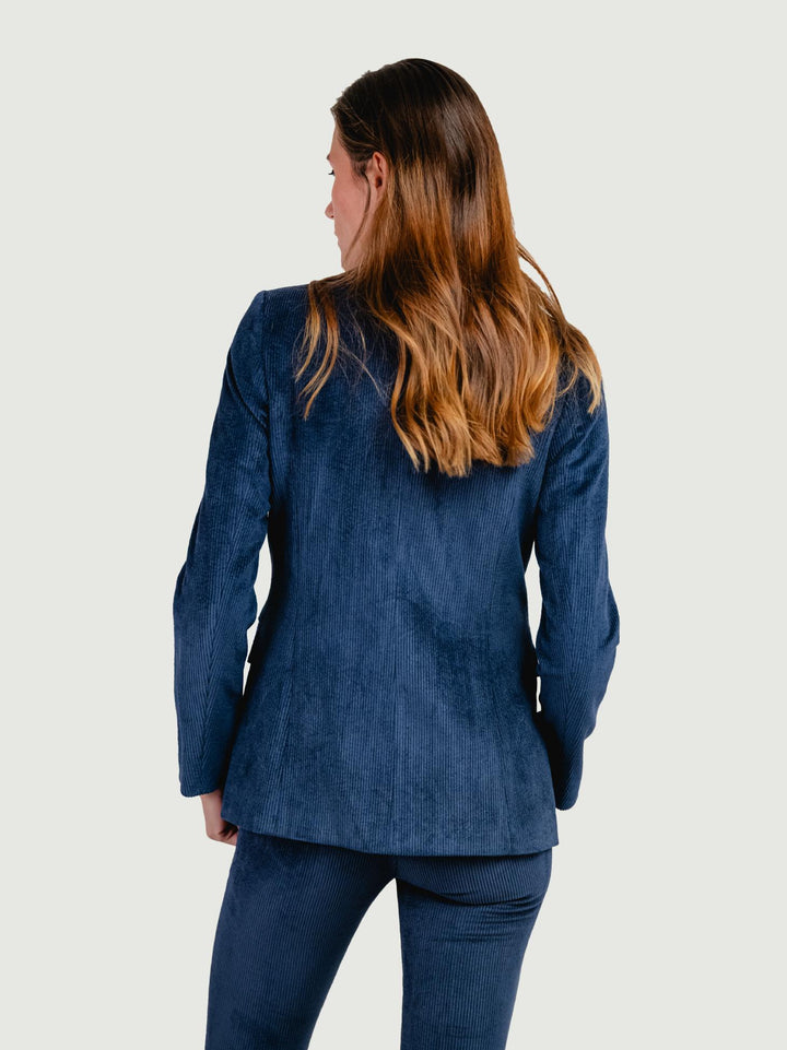 BLAZER IN VELLUTO A COSTE BLU