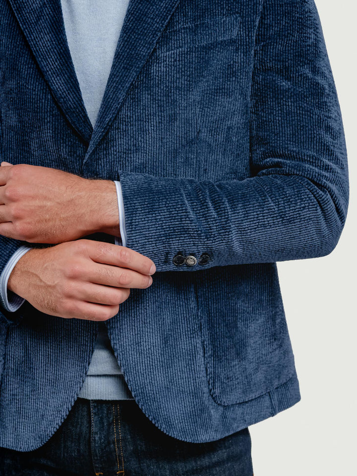 BLAZER IN VELLUTO A COSTE BLU