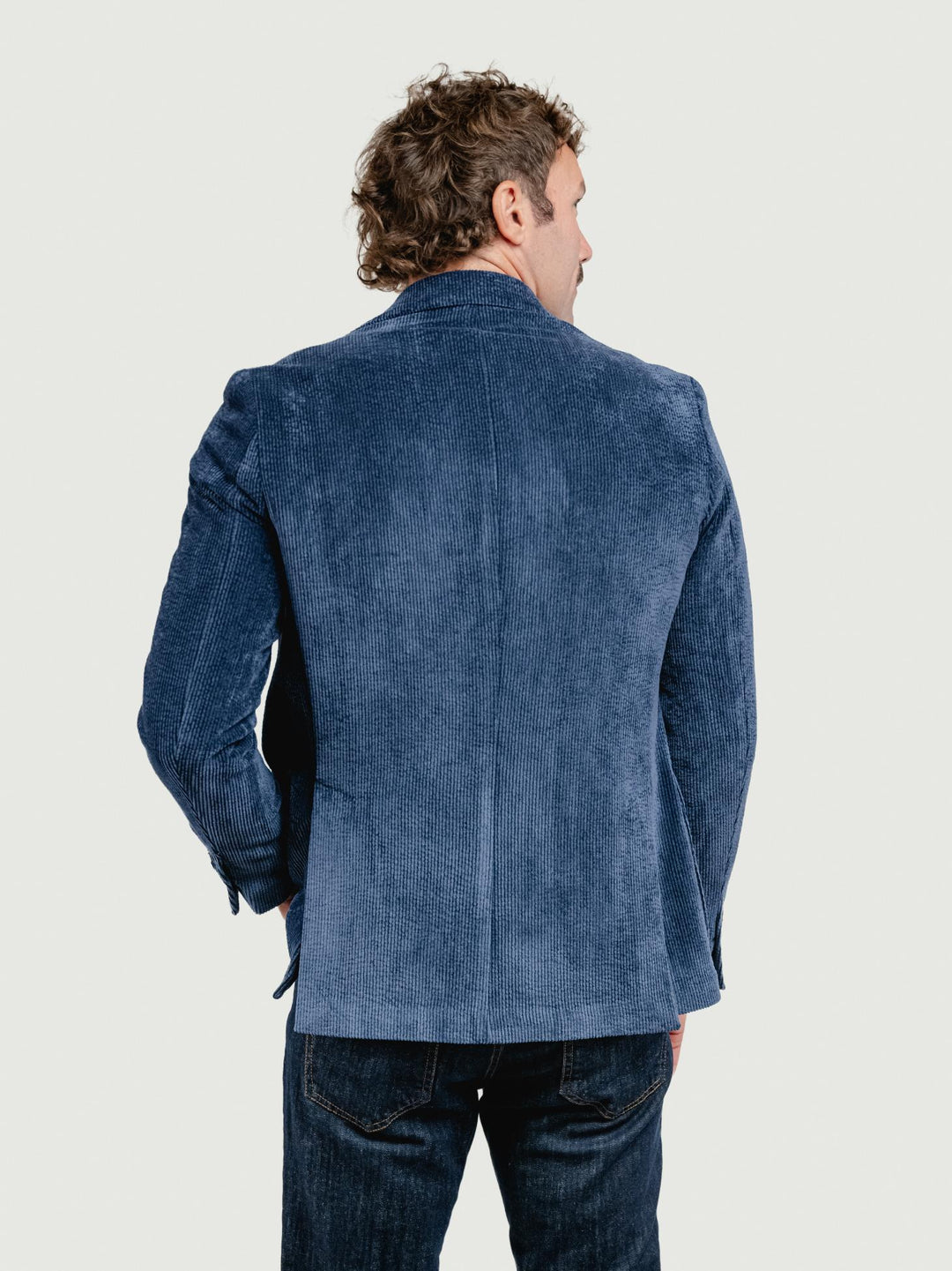 BLAZER IN VELLUTO A COSTE BLU