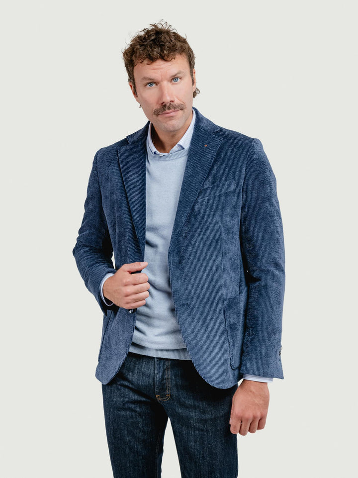 BLAZER IN VELLUTO A COSTE BLU