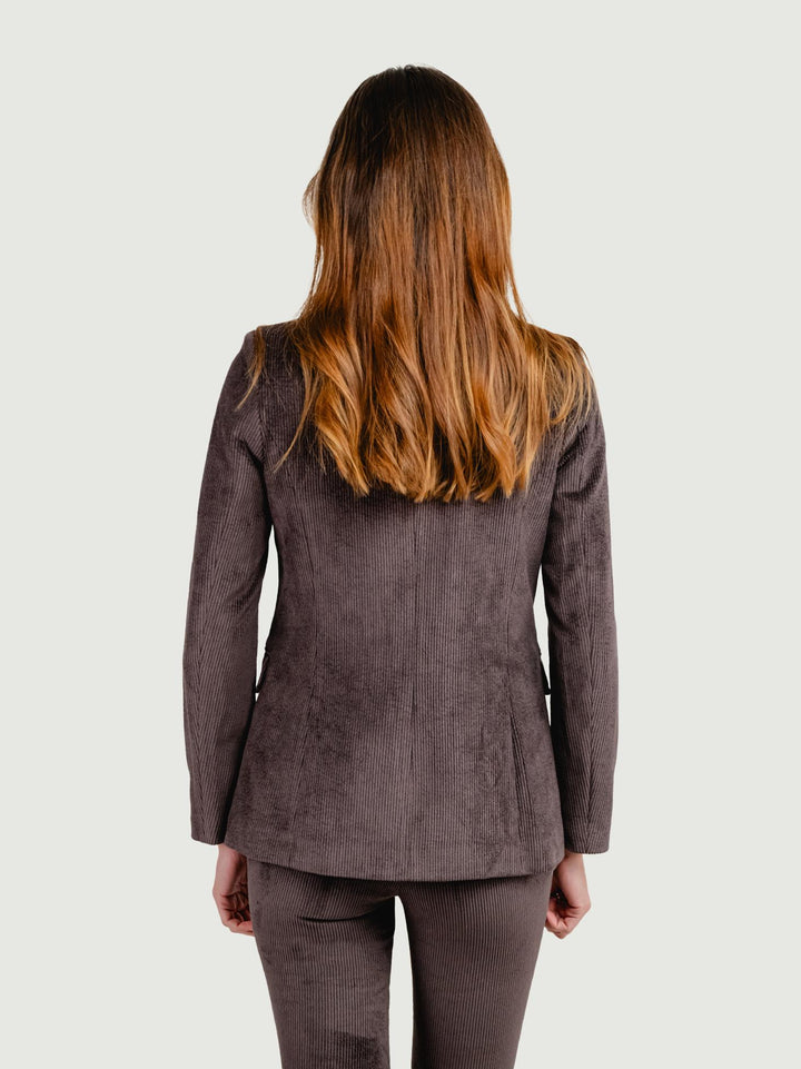 BLAZER IN VELLUTO A COSTE TESTA MORO