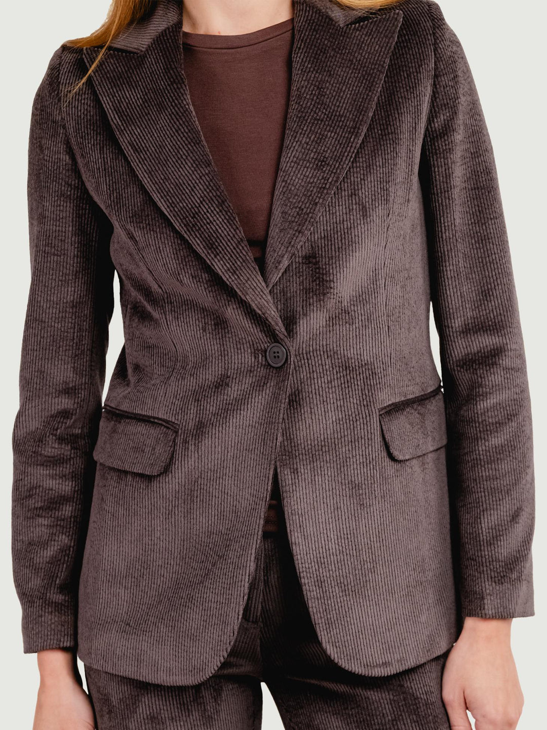 BLAZER IN VELLUTO A COSTE TESTA MORO