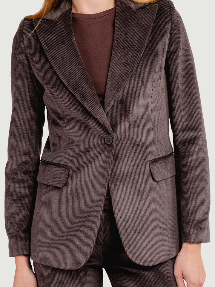 BLAZER IN VELLUTO A COSTE TESTA MORO