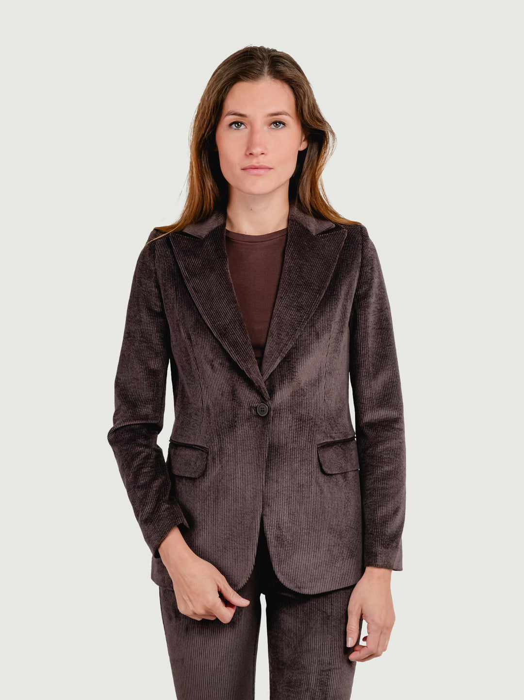 BLAZER IN VELLUTO A COSTE TESTA MORO