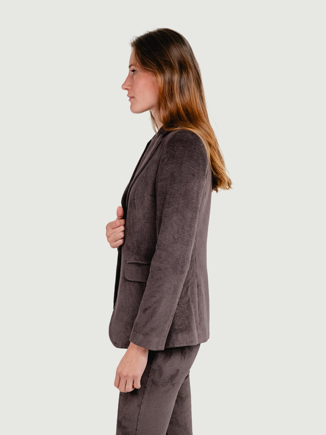 BLAZER IN VELLUTO A COSTE TESTA MORO