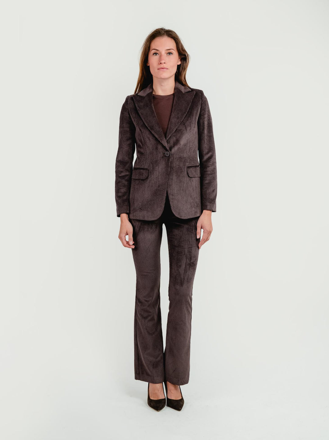 BLAZER IN VELLUTO A COSTE TESTA MORO
